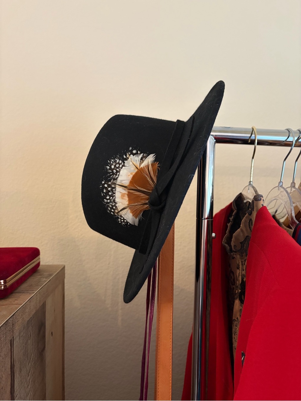 Street Smart by Betmar Black Felt Fedora Hat with Feather Accent